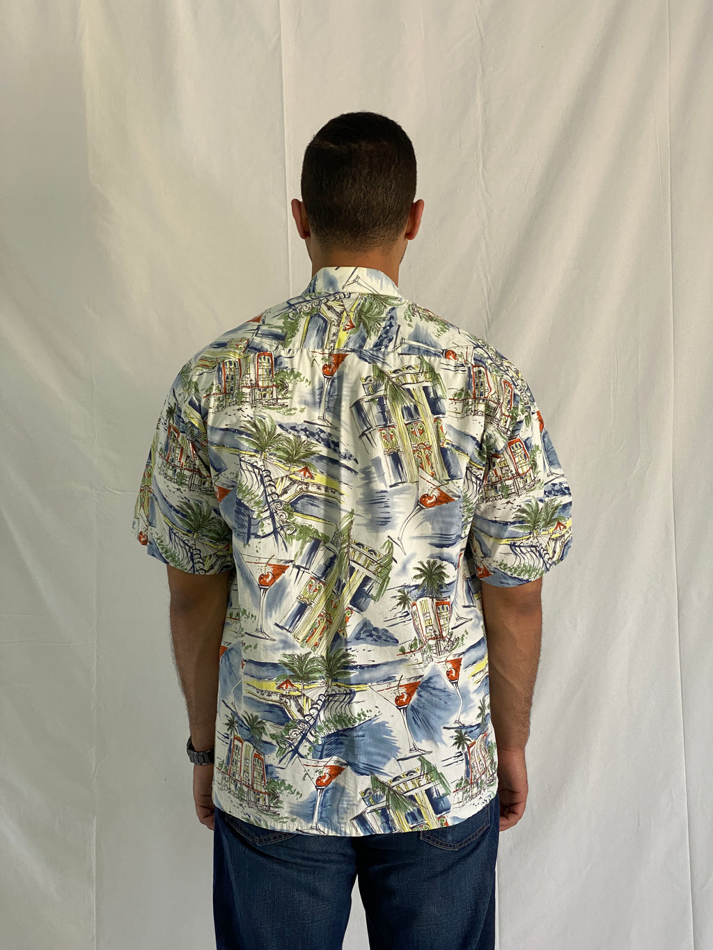 Vintage Pierre Cardin Men’s Cotton Short Sleeve Tropical Resort Print Shirt - L