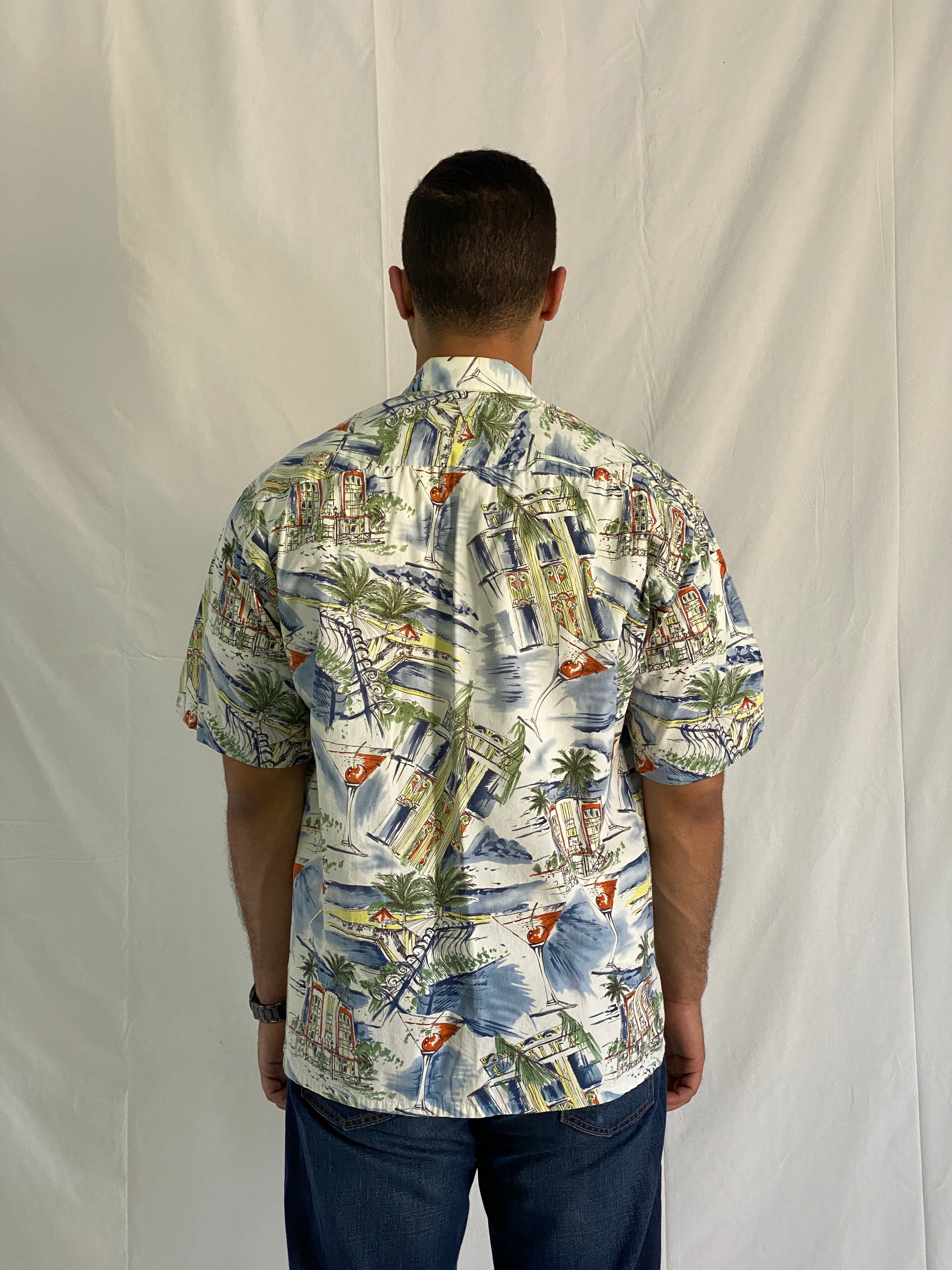 Vintage Pierre Cardin Men’s Cotton Short Sleeve Tropical Resort Print Shirt - L
