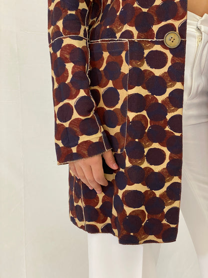 MALIPARMI Italy Reversible Coat Genuine Lambskin Leather & Cotton Designer Jacket - L