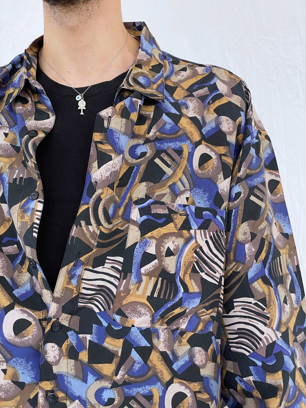 Vintage SUMMA Silk Printed Full Sleeve Shirt Size XL - Balagan Vintage Full Sleeve Shirt 90s, Awsam, full sleeve shirt, mens shirt, NEW IN, printed shirt, printed silk shirt, silk shirt