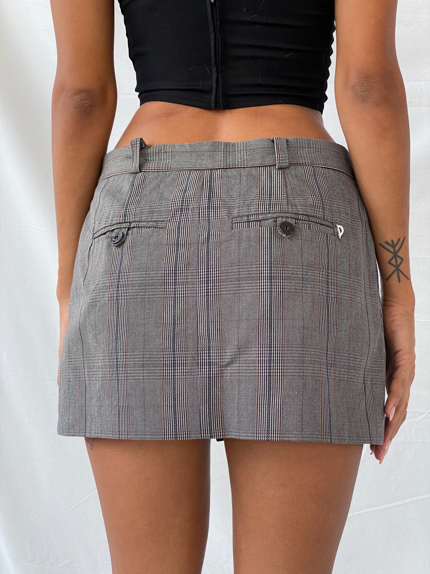 Vintage Dondup Pleated Plaid Mini Skirt - M