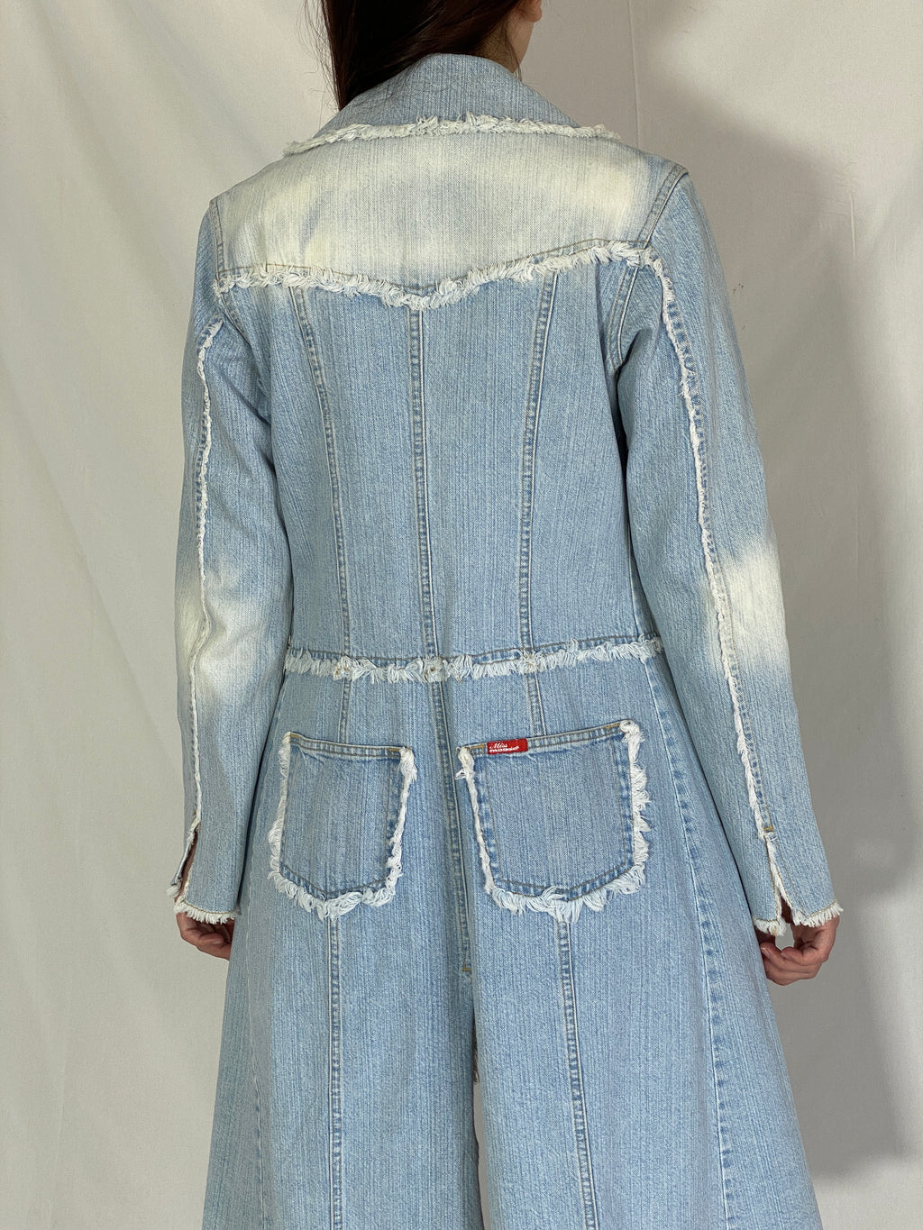 Miss Maggie Italian Denim Long Coat 100% Cotton Vintage Trench Jacket - S