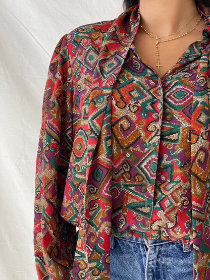 Vintage Devernois Paris Printed Button Up Full Sleeve Shirt - M