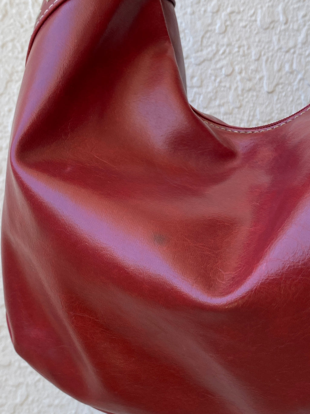 Y2K Nine West Red Faux Leather Hobo Shoulder Bag