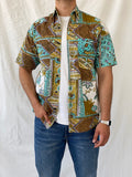 Vintage Christopher Barnes International Half Sleeve Button Down Men’s Printed Shirt - M