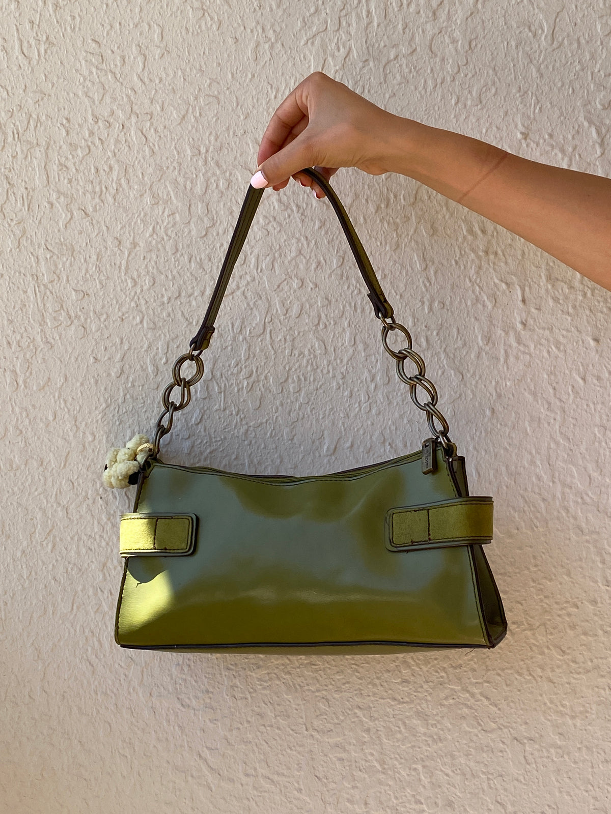 Vintage Emillie M. Green Faux Leather Shoulder Bag with Chain Strap Vintage Emillie M. Green Faux Leather Shoulder Bag with Chain Strap