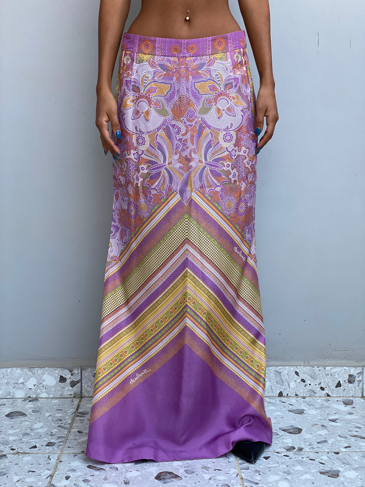 Vintage Y2K Class Roberto Cavalli Purple Paisley Print Maxi Skirt - M Vintage Y2K Class Roberto Cavalli Purple Paisley Print Maxi Skirt - M