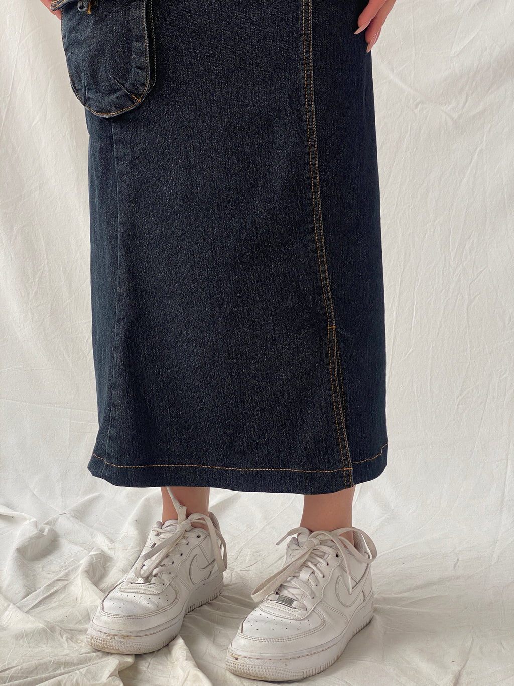 Vintage LH Luharlo Maxi Dark Wash Denim A-Line Skirt - XS