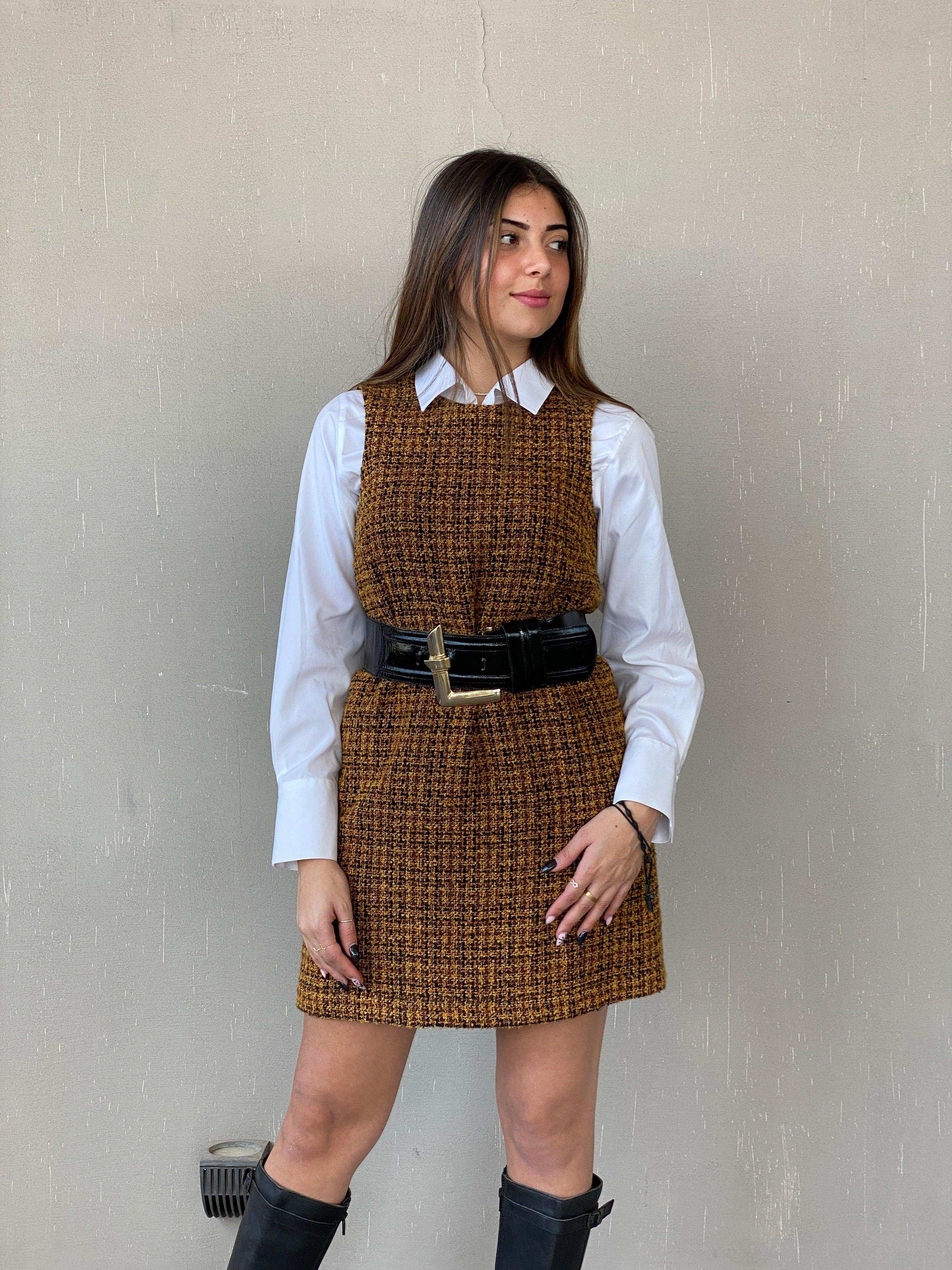 1990s VERSACE Jeans Couture Shift Midi Tweed Dress - Balagan Vintage Midi Dress 90s, dress, Juana, midi dress, NEW IN, Versace