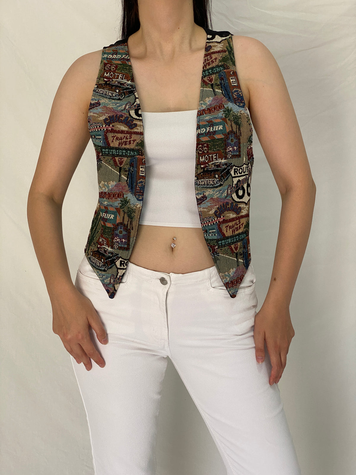Vintage 90s Sani Designs Original Route 66 Tapestry Scenic Vest – S Vintage 90s Sani Designs Original Route 66 Tapestry Scenic Vest – S