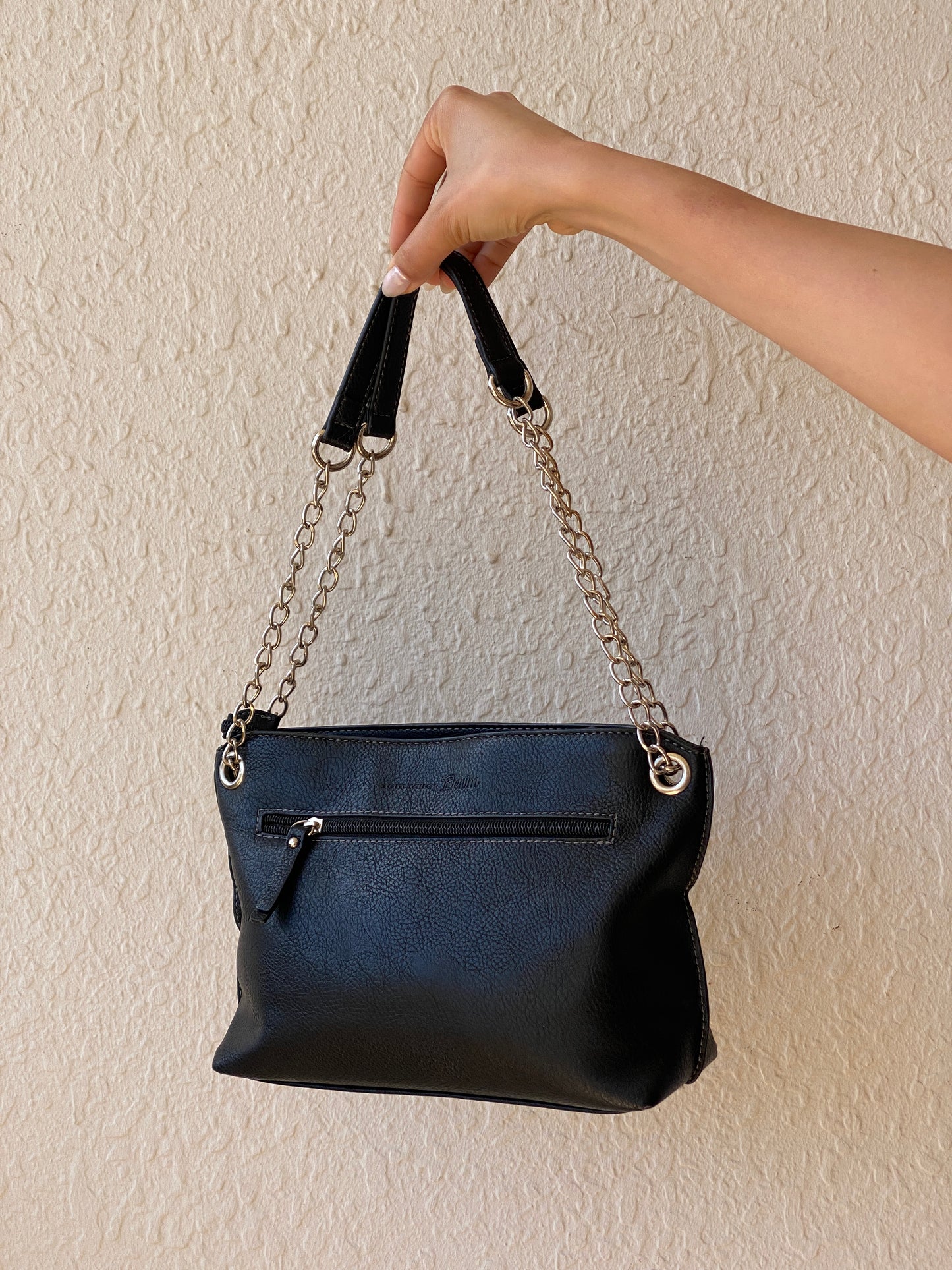 Tom Tailor Denim Black Leather Chain Strap Shoulder Crossbody Bag