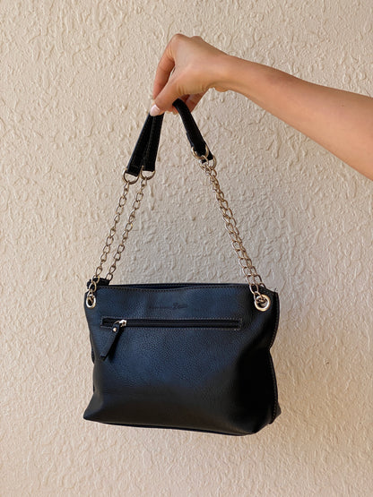 Tom Tailor Denim Black Leather Chain Strap Shoulder Crossbody Bag