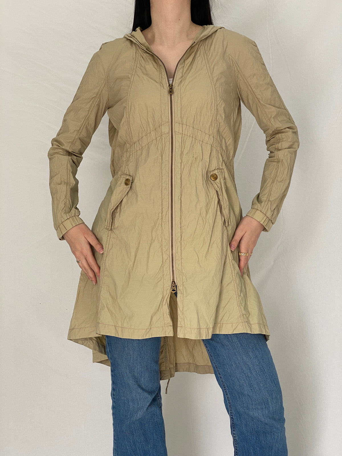 AX Armani Exchange Lightweight Hooded Beige Jacket - S AX Armani Exchange Lightweight Hooded Beige Jacket - S