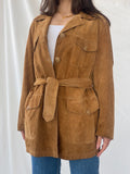 Vintage BELFE & BELFE Tan Genuine Suede Leather Buttoned Jacket - L