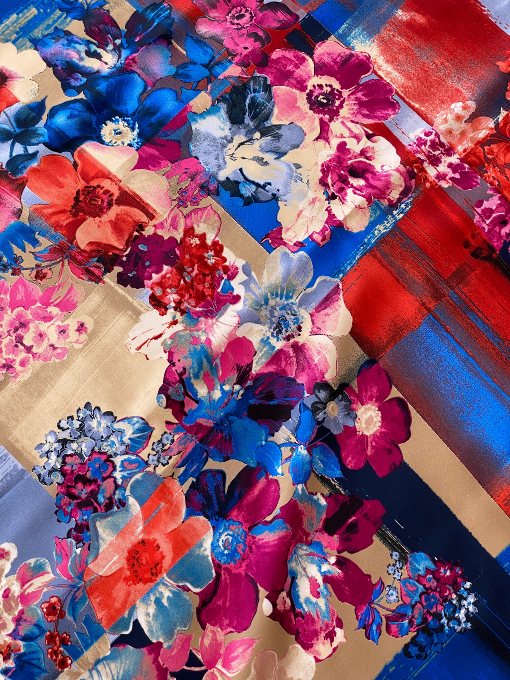 Beautiful Armine Trend Floral Navy Blue Square Scarf