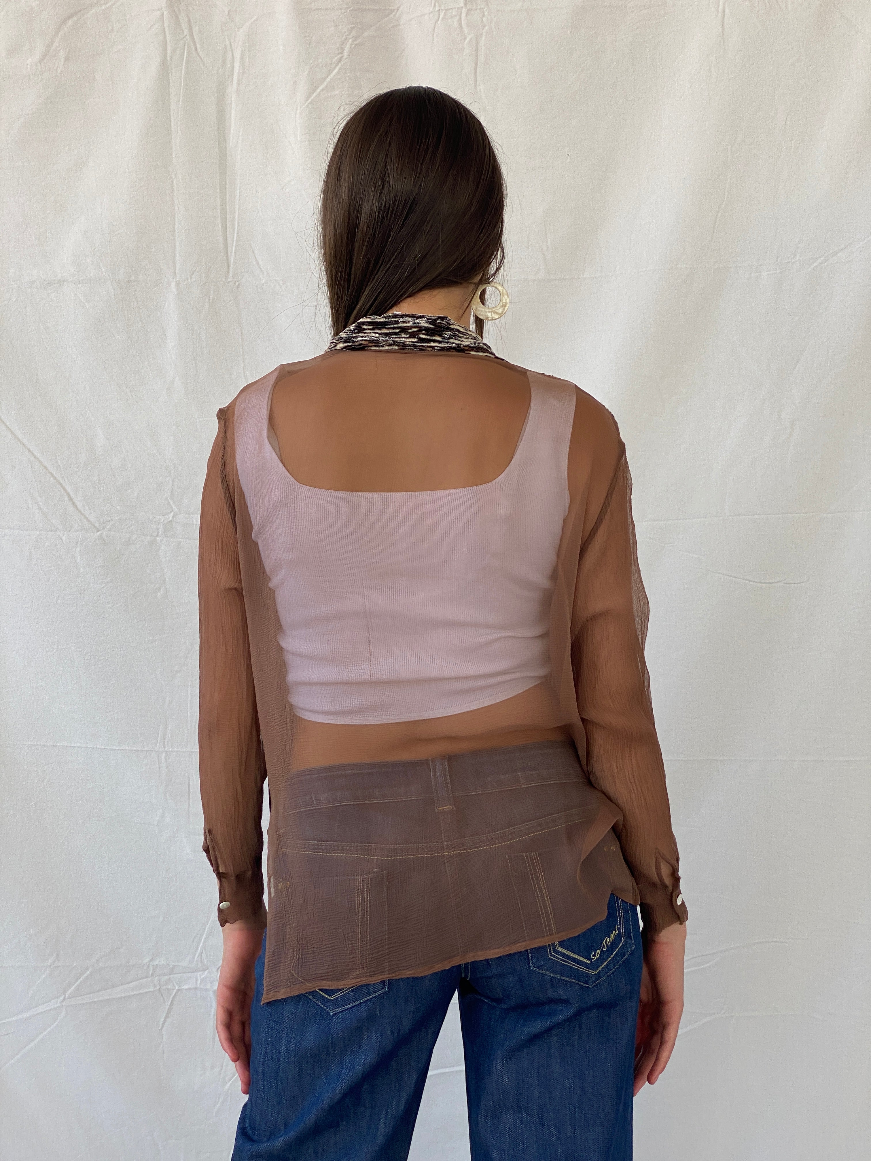 Rare Vintage 90s Le Garage Semi Sheer Silk Shirt - S