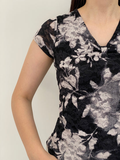 Vintage Jones New York Collection Black Floral Lace Sequin Top – M