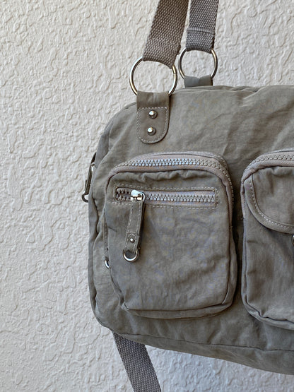 Y2K Woman by Tchibo Taupe Nylon Multi-Pocket Utility Messenger Bag