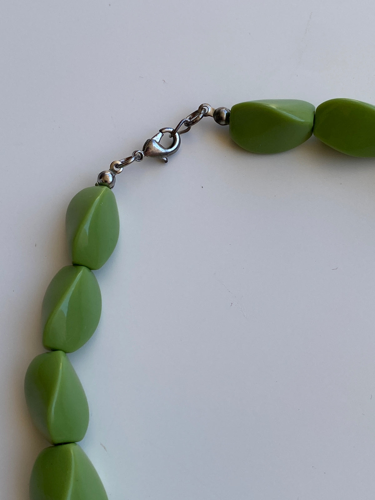 Vintage Y2K Lime Green Chunky Geometric Beaded Statement Necklace