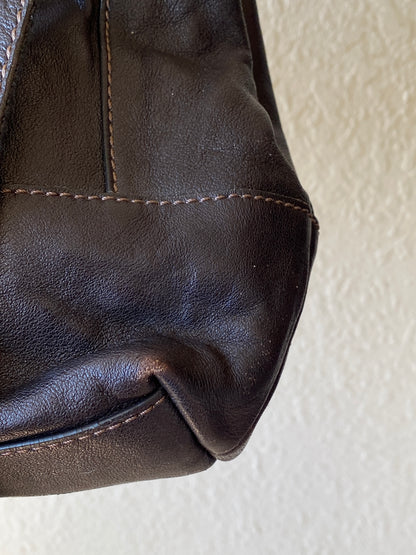 Vintage Y2K Fossil Long Live Vintage Black Distressed Leather Convertible Satchel Crossbody Bag
