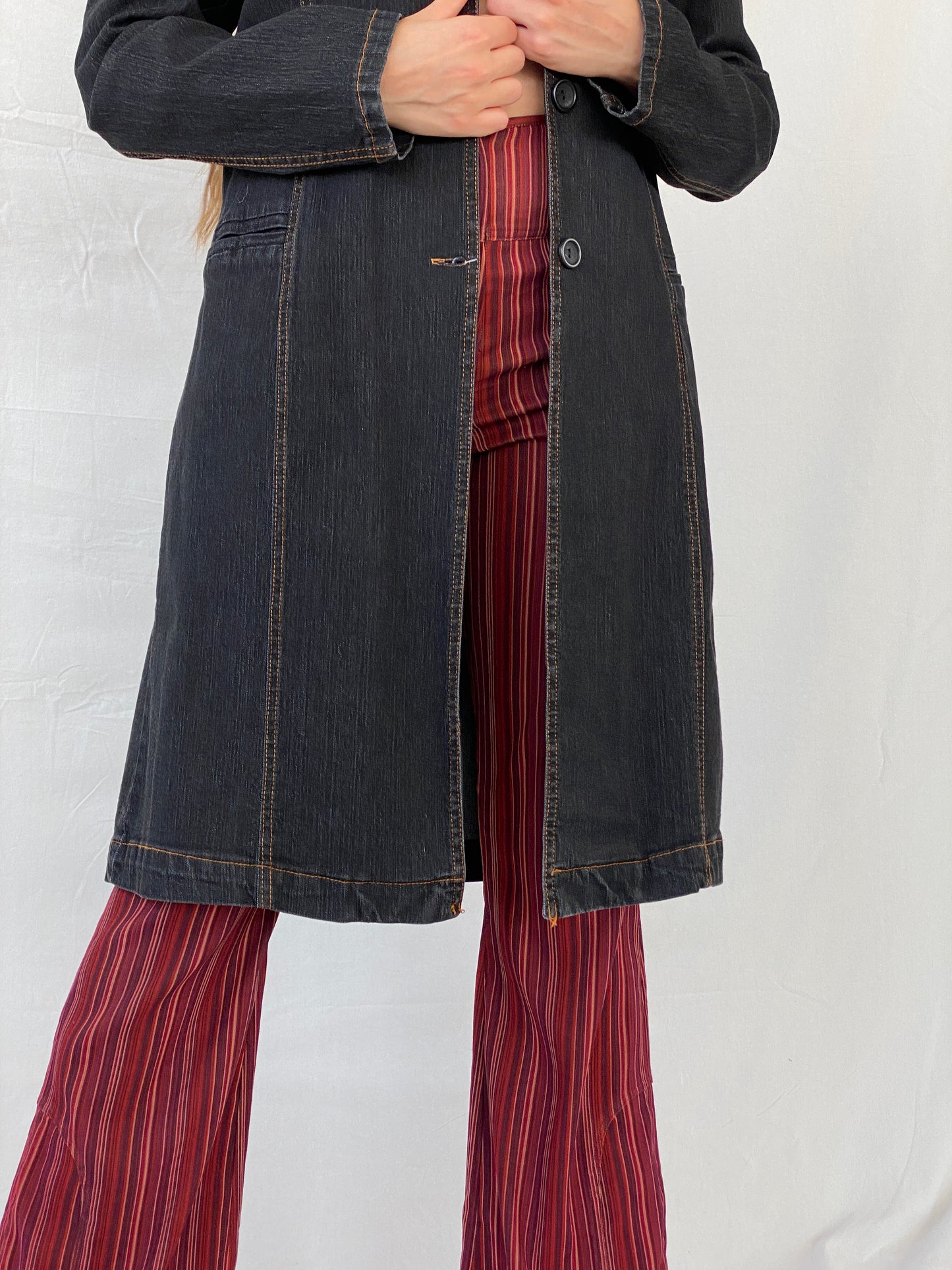 Vintage 90s BALANCE Dark Denim Coat - L