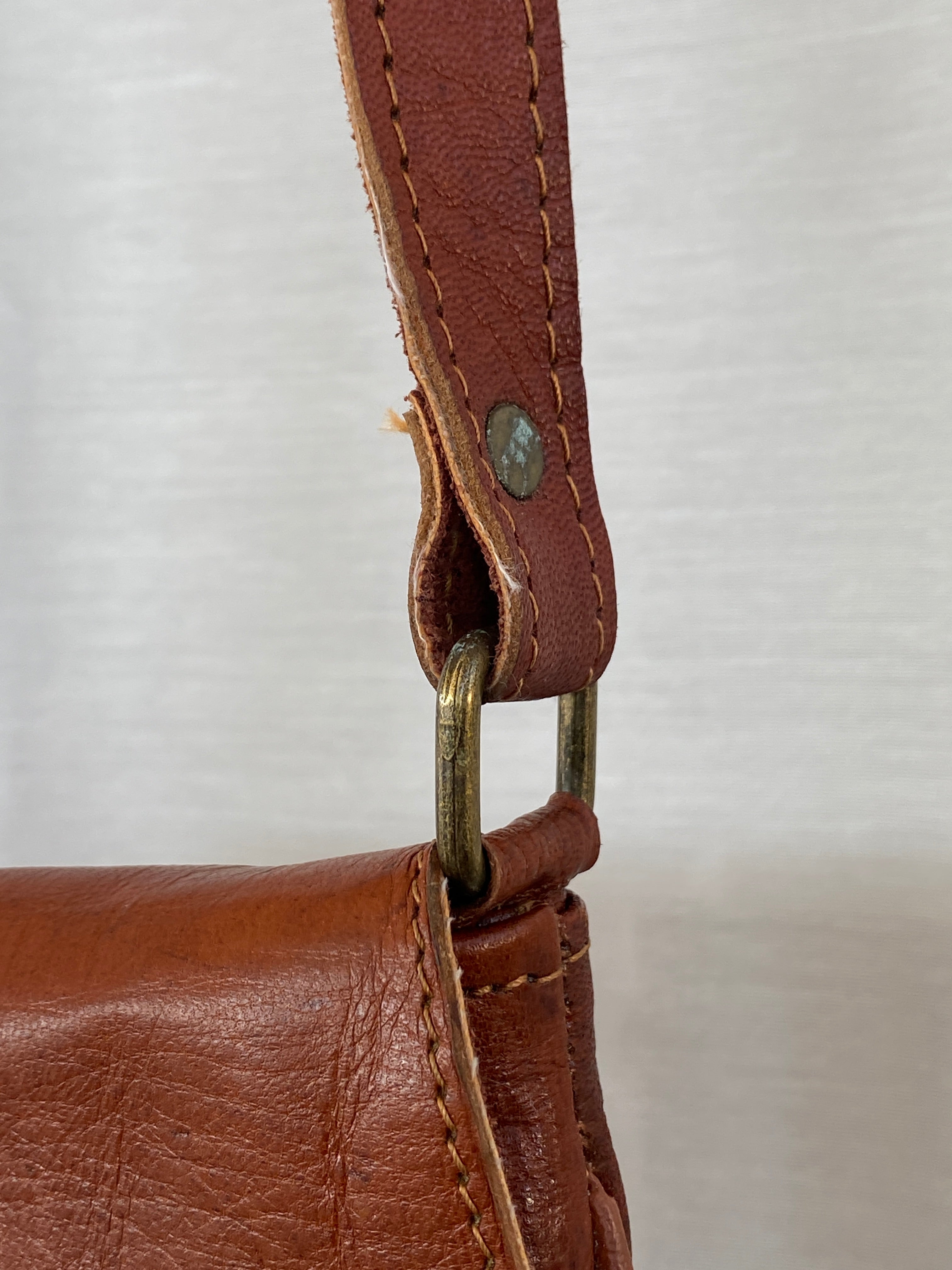 Vintage Brown Genuine Leather Western Sling Crossbody Bag