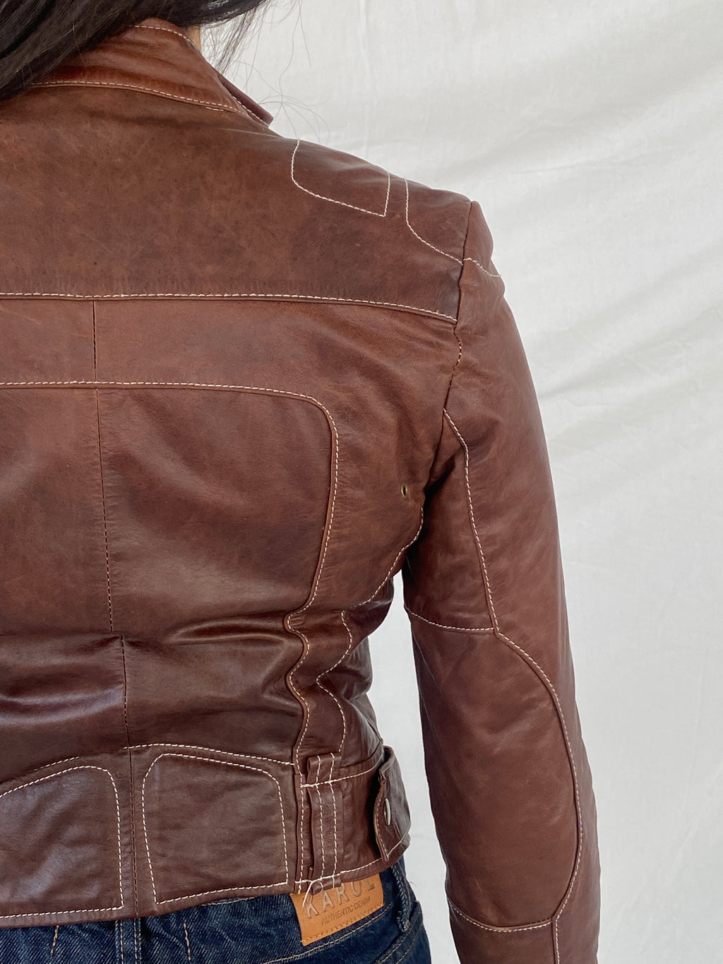 Vintage 90s Hypnotic Brown Genuine Leather Biker Jacket - XS