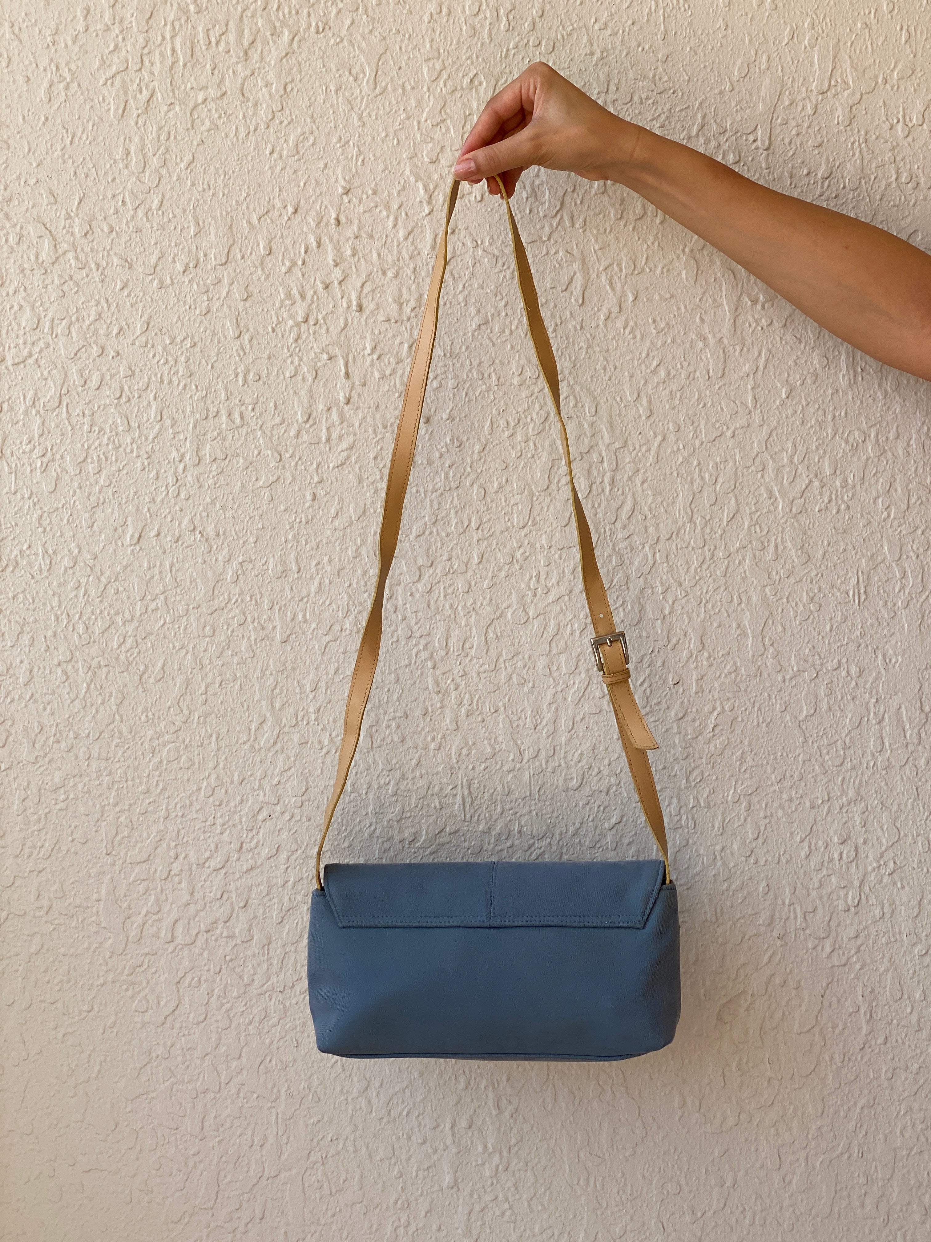 Vintage Amanda Smith Blue Purse Minimalist Y2K Flap Crossbody Bag