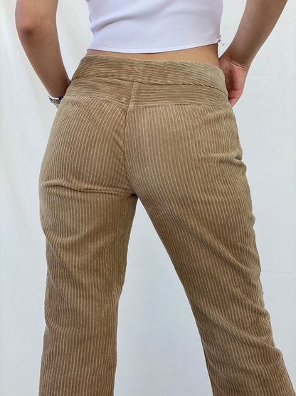 00s LAUNDRY by Shelli Segal Beige Corduroy Mid Rise Flare Pants - 38EUR