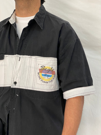 Vintage 90s Bugle Boy Colorblock Cotton Retro Skate Casual Shirt – L
