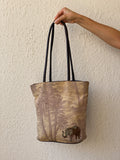 Vintage Bueno Elephant Embroidered Tote Bag – Safari Jungle Print Shoulder Handbag