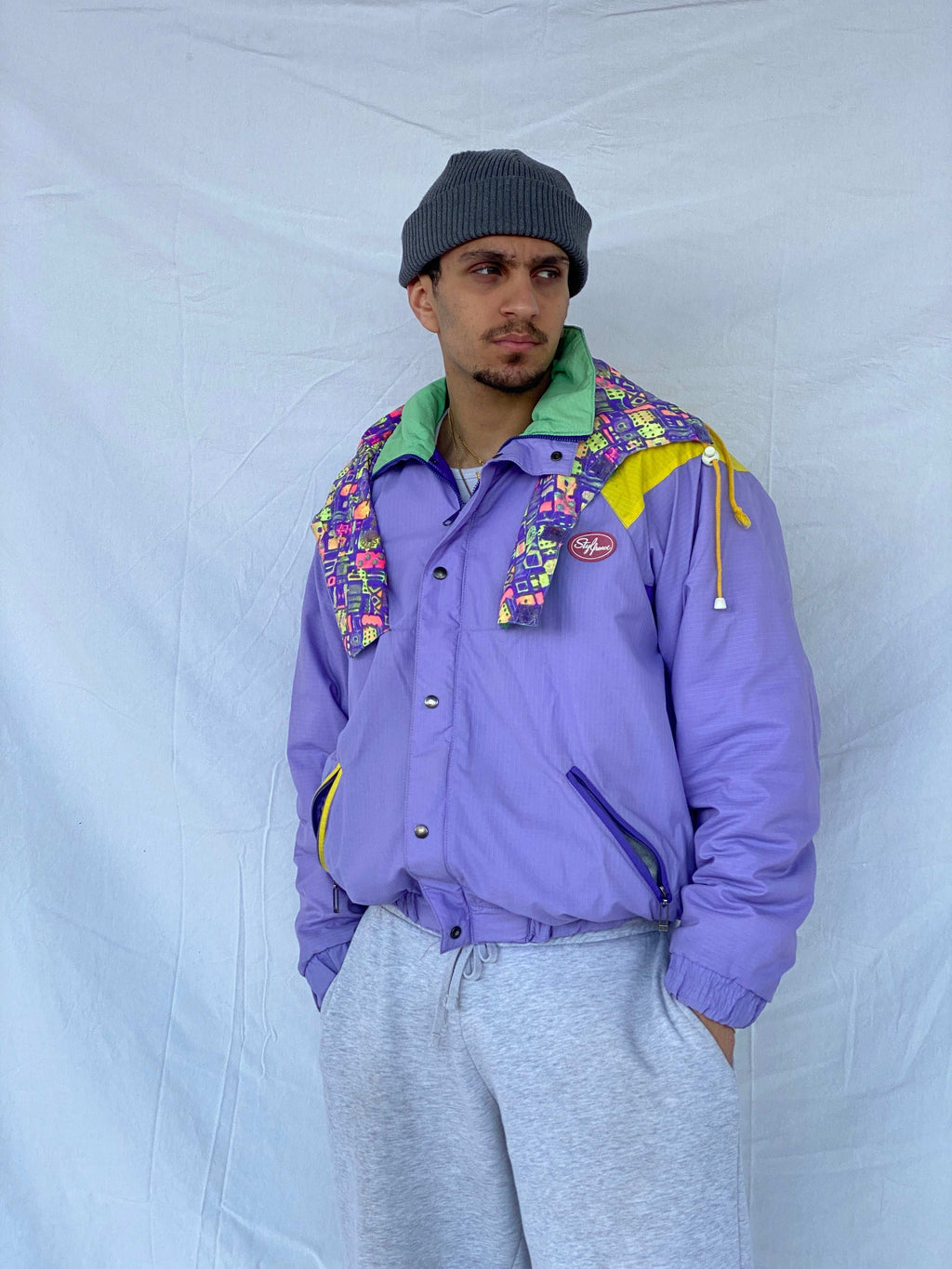 Vintage 80s STYLFRANCE Lavender Puffer Ski Jacket - Size L - Balagan Vintage Ski Jacket 80s, Abdullah, heavy jacket, puffer jacket, ski jacket, vintage jacket