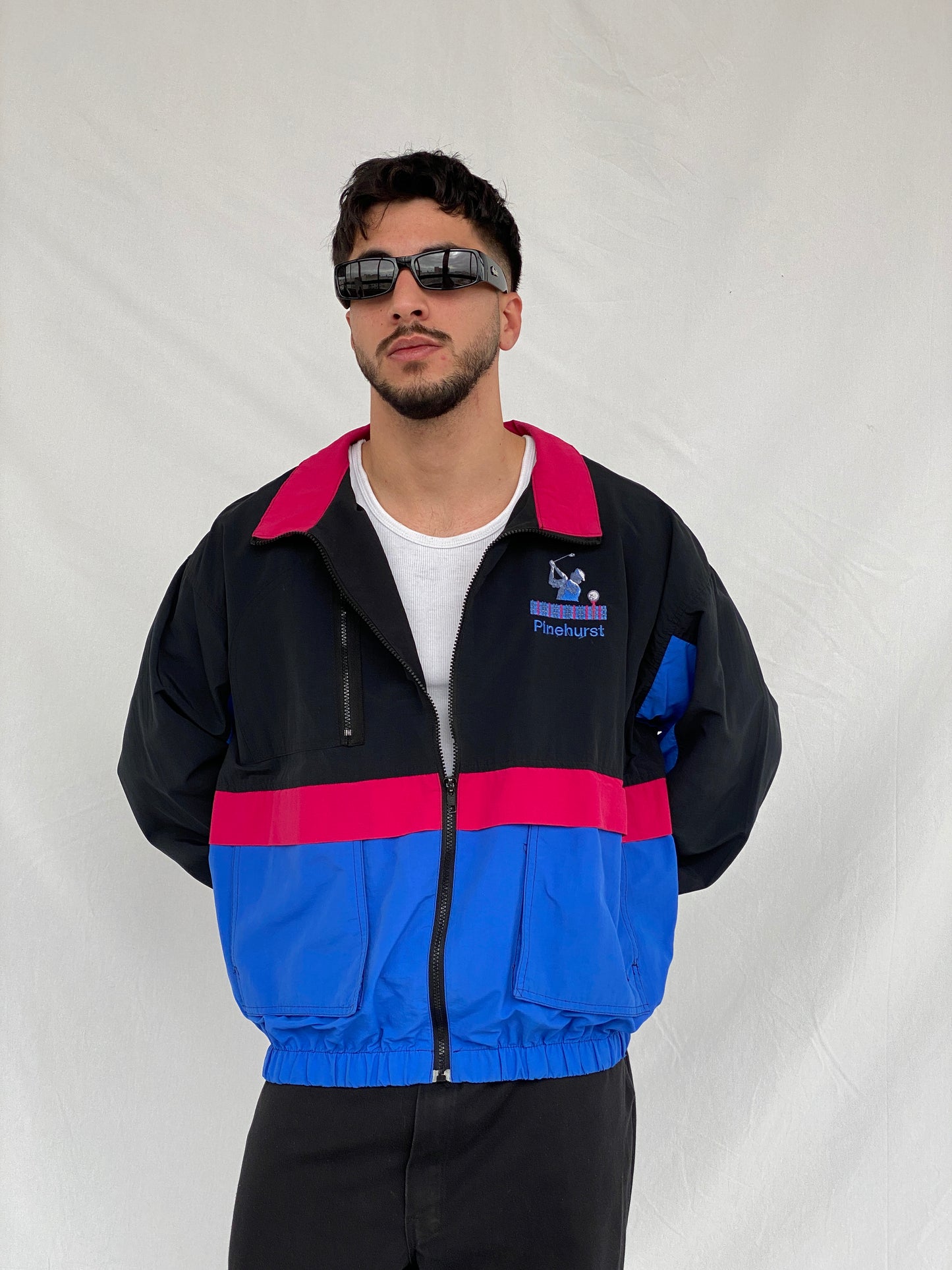 Vintage 80s/90s STARBUS Black Windbreaker Track Jacket - L