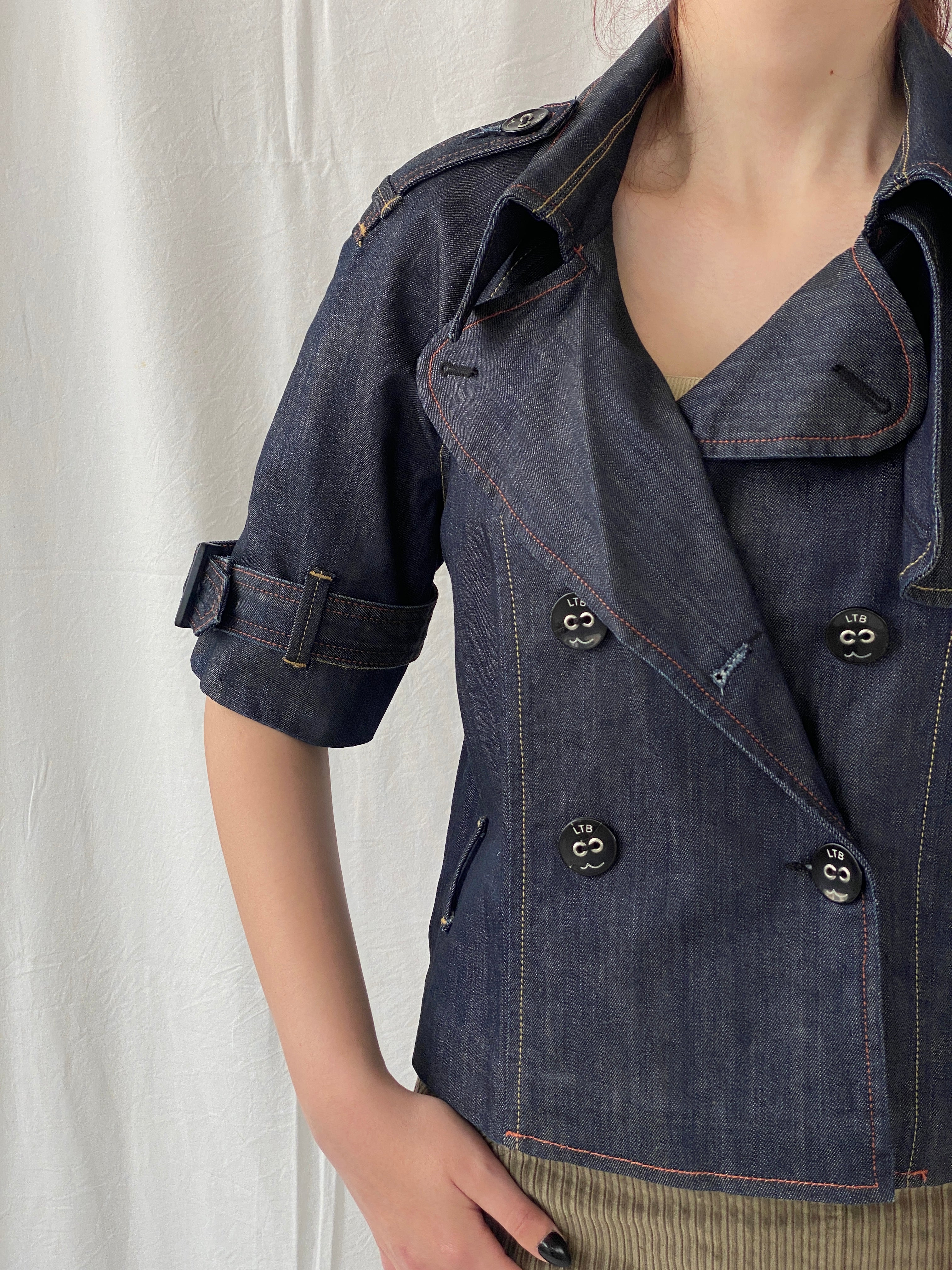 Vintage Y2K LTB Little Big Half Sleeve Denim Jacket - M