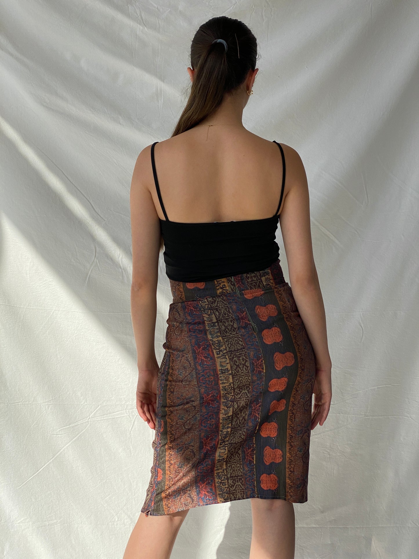 Vintage 00s Bohemian Midi Pencil Skirt - S