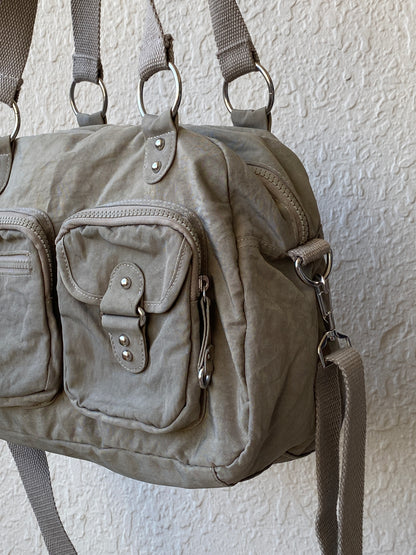 Y2K Woman by Tchibo Taupe Nylon Multi-Pocket Utility Messenger Bag
