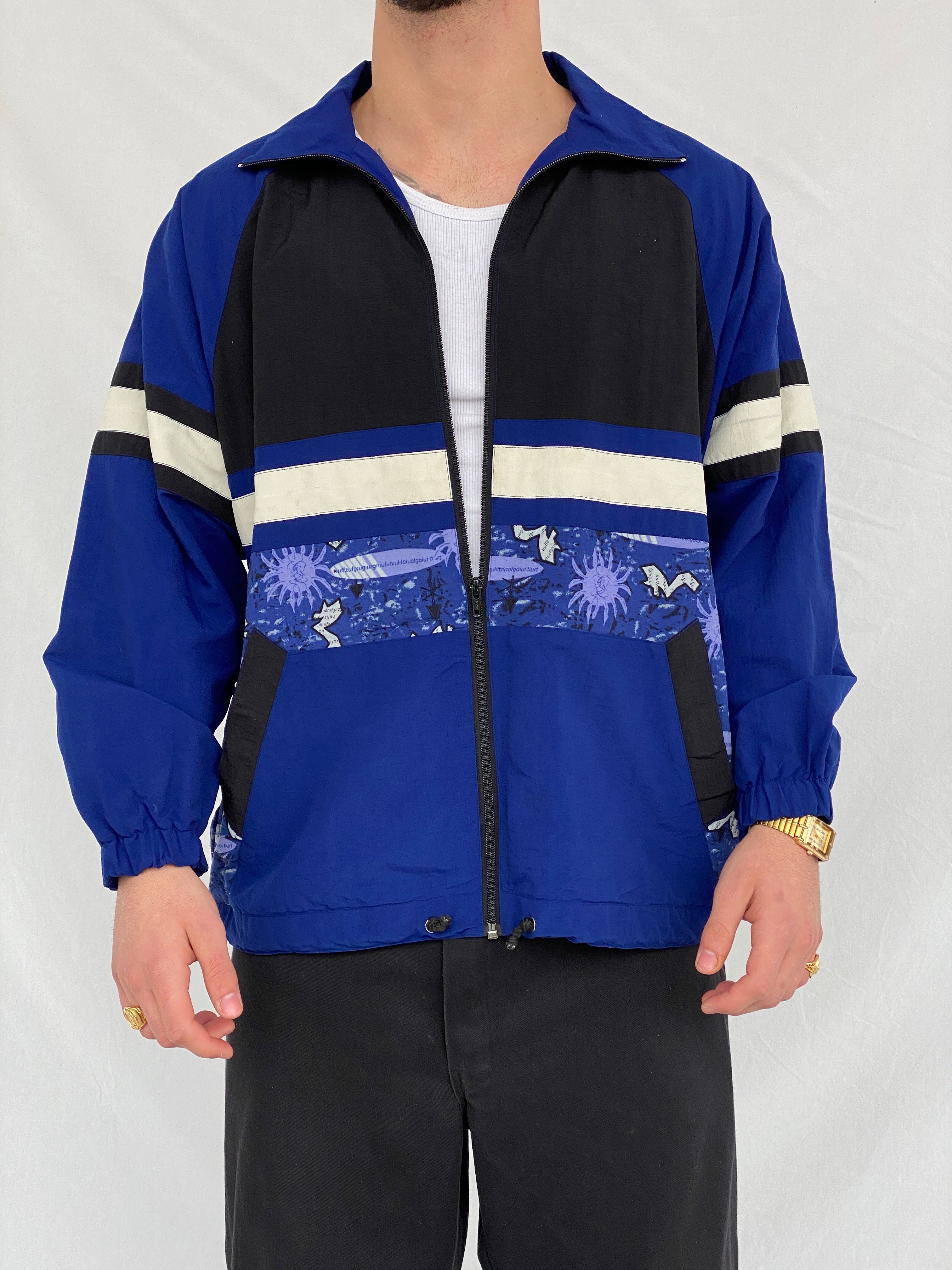 جاكيت رياضي فورميكيولا أسود وأزرق داكن من الثمانينيات والتسعينيات - مقاس كبير