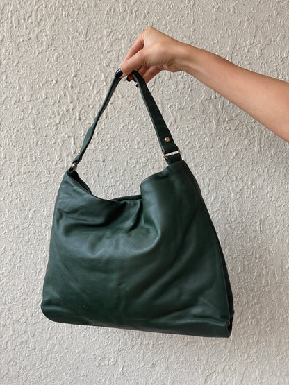 Vintage Kate Spade Forest Green Leather Shoulder Bag Slouchy Hobo Purse
