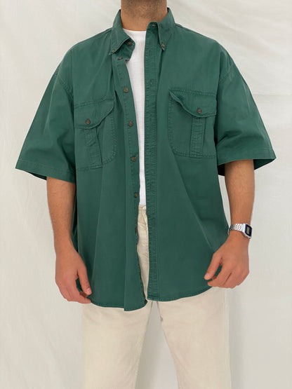 Vintage Dockers Forest Green Men’s Short Sleeve Denim Shirt – L