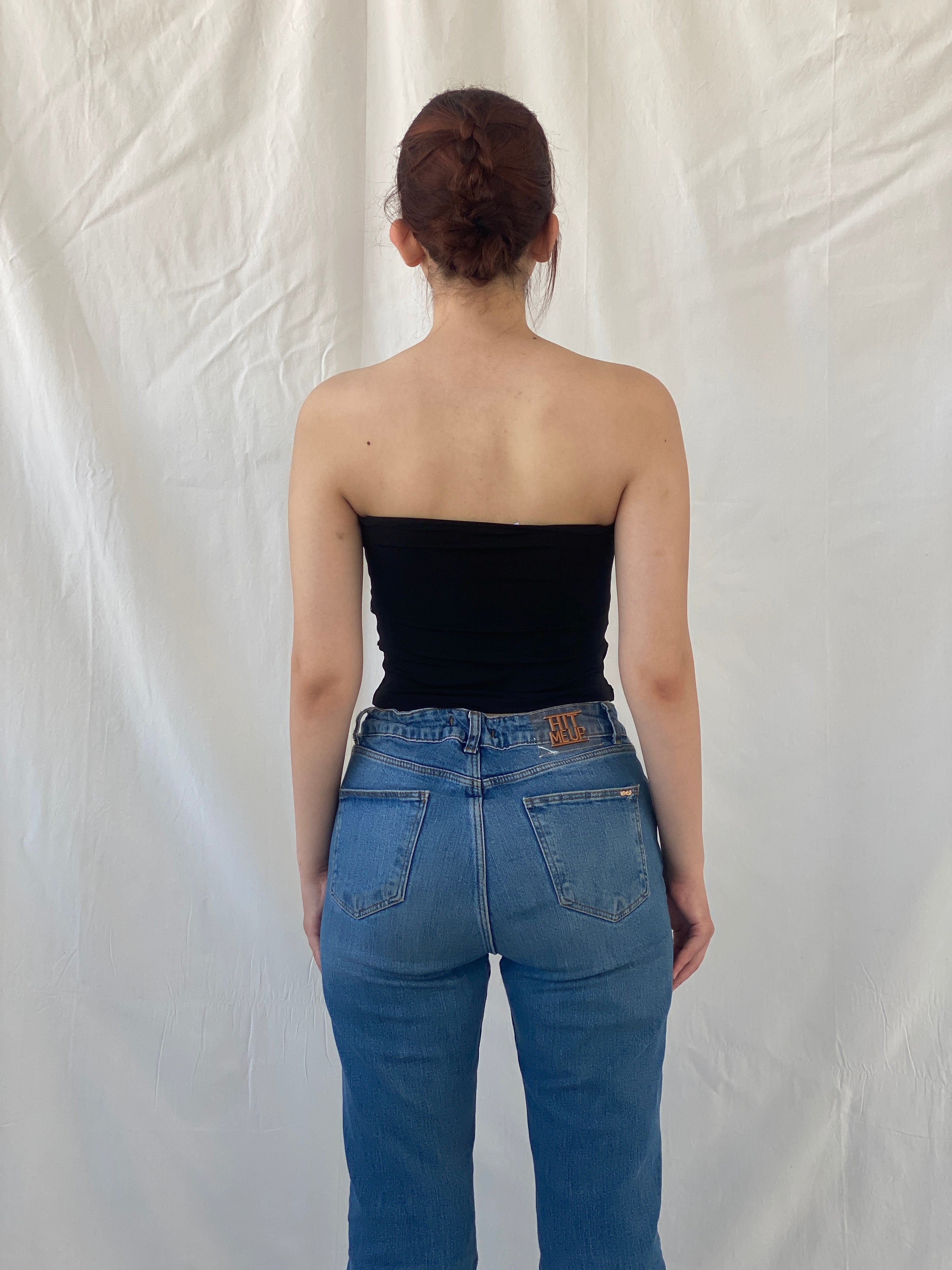 Vintage Y2K Alerte Black Tube Side Buckle Bandeau Top - S