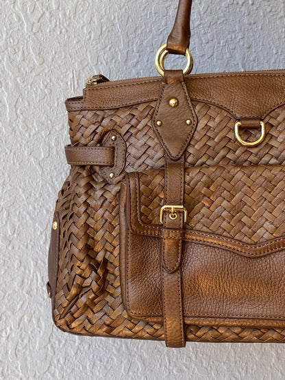 Beautiful Cole Haan Village Weave H06 Purse Woven Leather Bronze Handbag