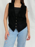 Vintage Copy Richt Concept Cowgirl Black Suede Fringed Women’s Boho Western Vest - M