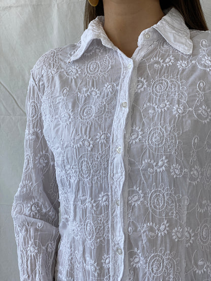 Vintage Marlboro Classics Slim Fit Shirt With Floral Details - M