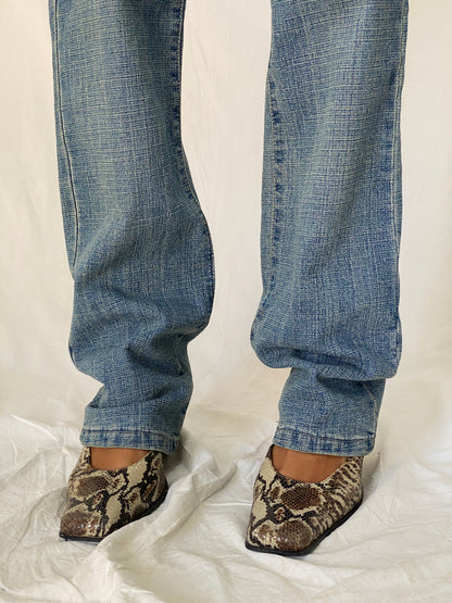 Vintage Y2K Forbidden Zone Blue Faded Low Rise Straight Leg Denim Jeans - S
