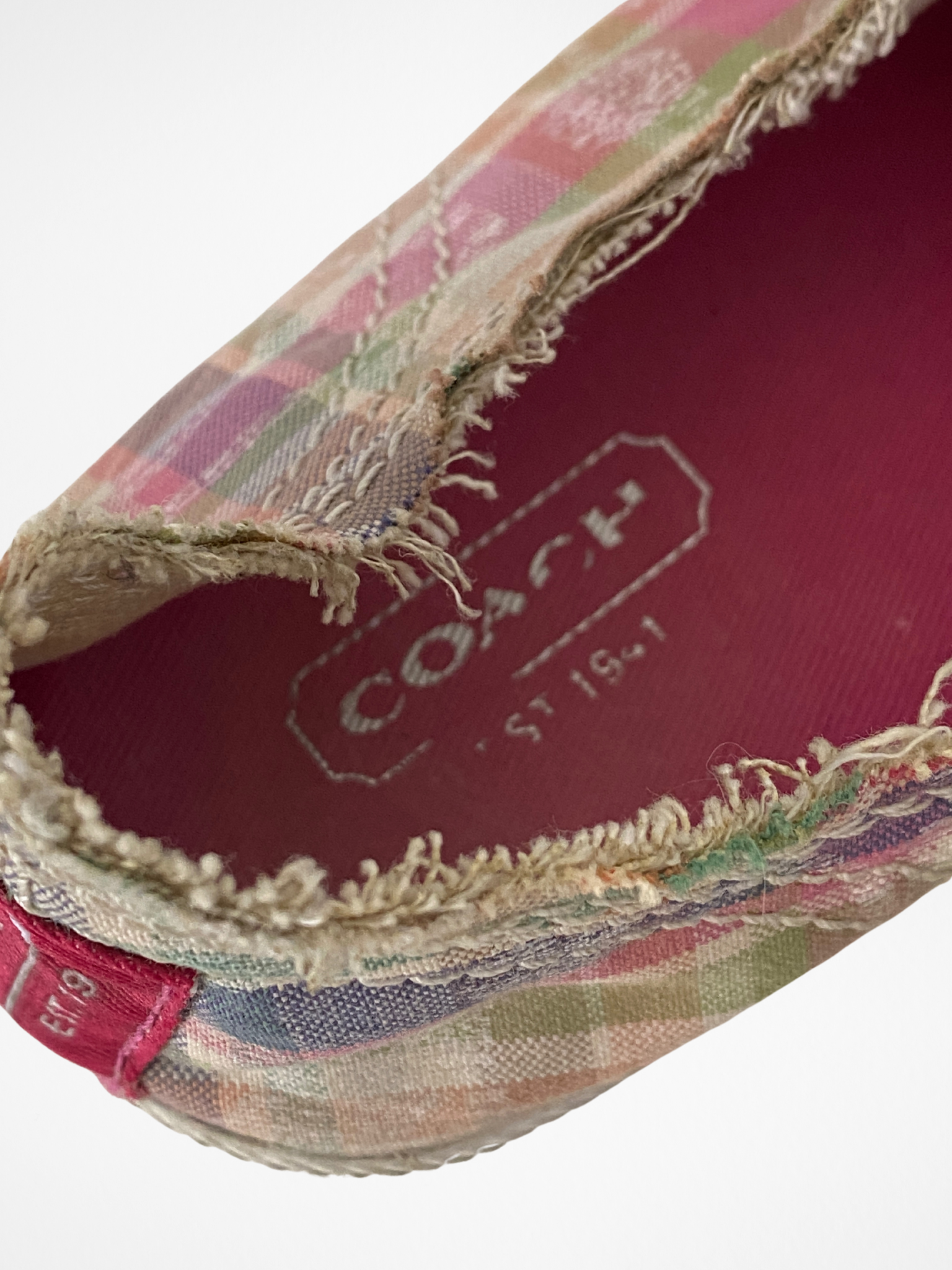 Coach Pink Plaid Distressed Slip-On Sneakers – 38.5 EU Coach Pink Plaid Distressed Slip-On Sneakers – 38.5 EU