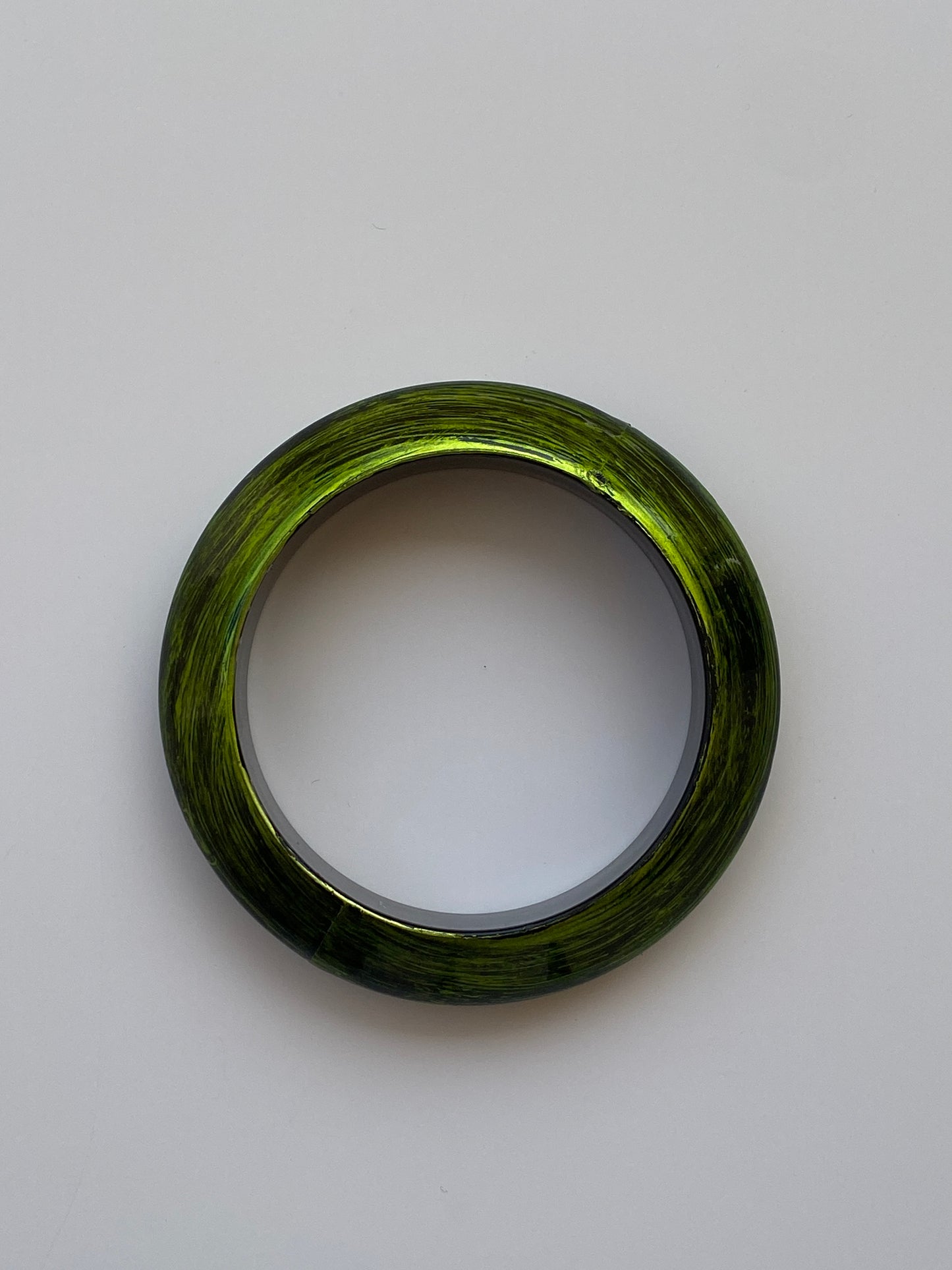 Vintage Green Black Brushstroke Bangle Bracelet Wide Chunky Cuff