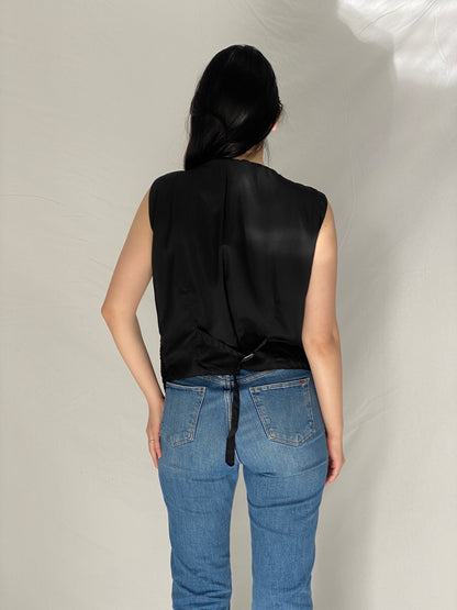 Vintage Black Paisley Sequined & Beaded Party Embellished Evening Vest - M