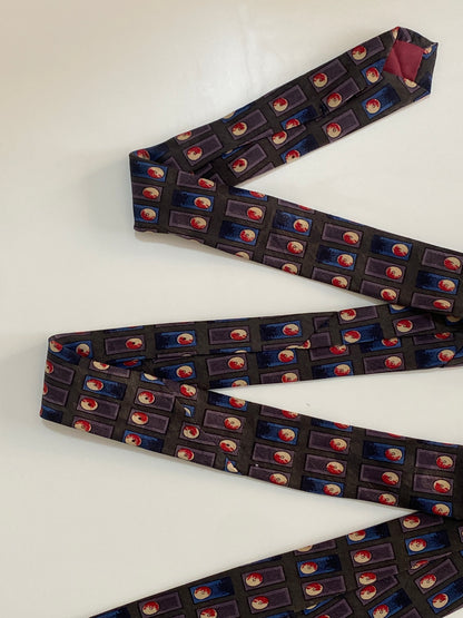 Vintage Lorenzo Serli Silk Tie - Novelty Microprint Faces | Purple / Red / Blue