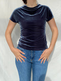 Y2K Référeuce Velvet Half Sleeve Top - M