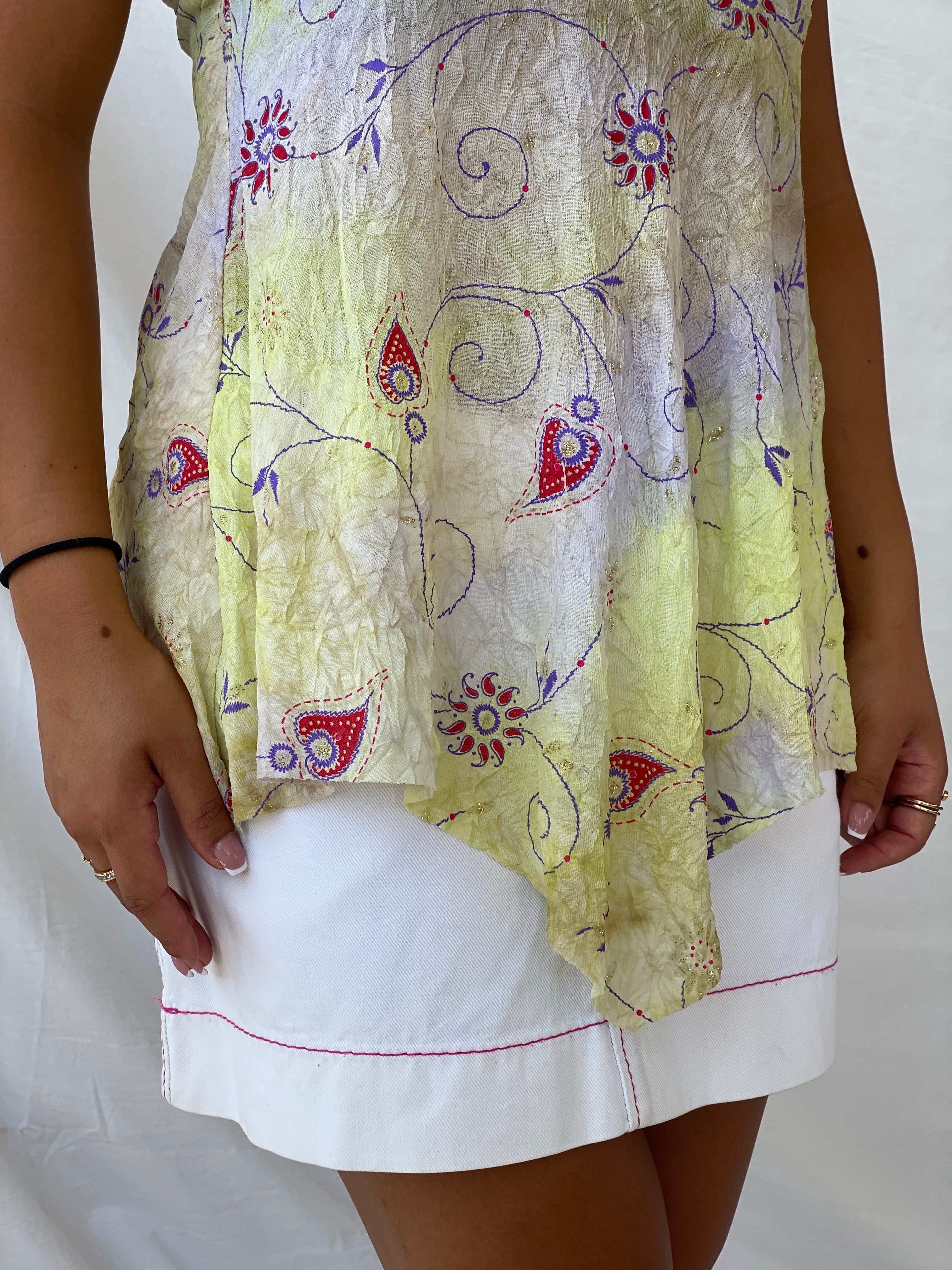 Vintage Y2K Auto Grill Fairy Core Yellow Cami Mesh Top - M